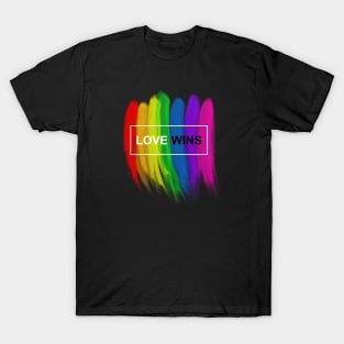 Love Wins Rainbow Gay Lesbian Pride Equality Freedom Peace Colourful Gift T-Shirt